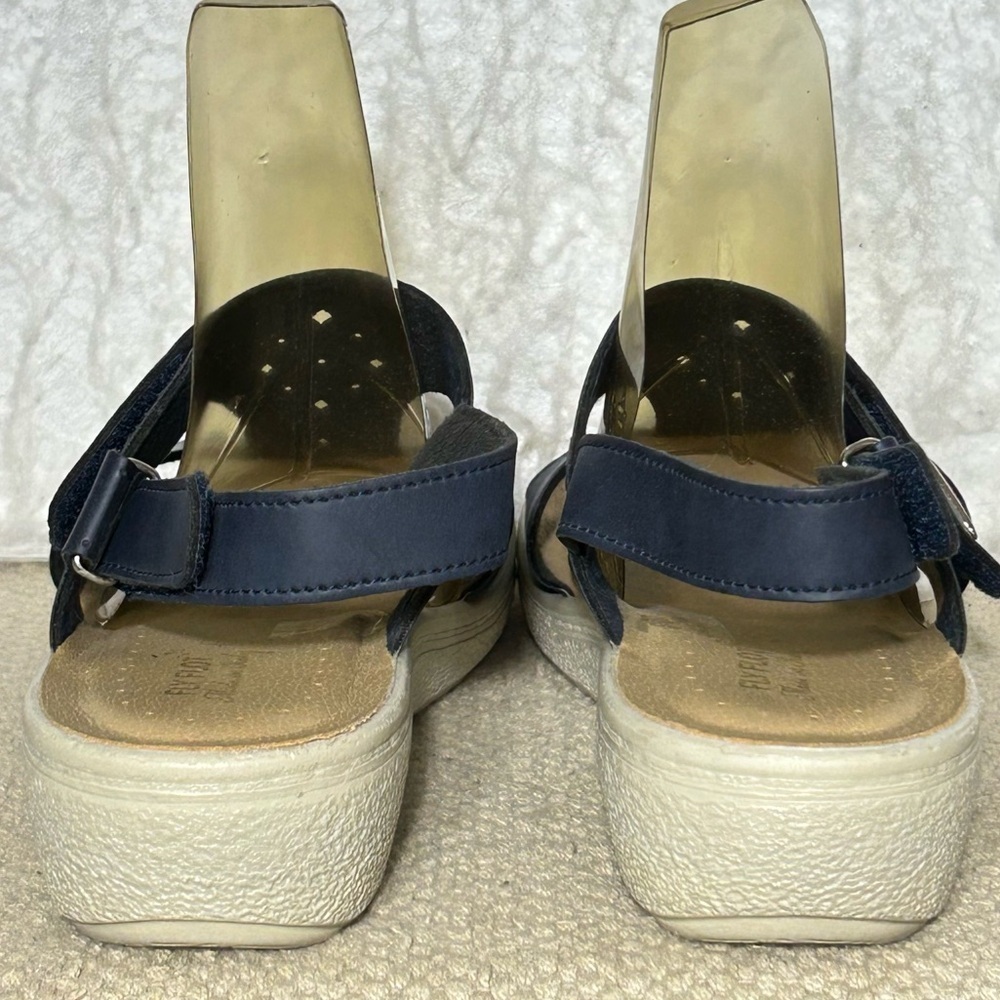 Fly Flot Womens Navy Slingback Strap Wedge Sandals Shoes SZ EU 39 & US 8 - Picture 4 of 12